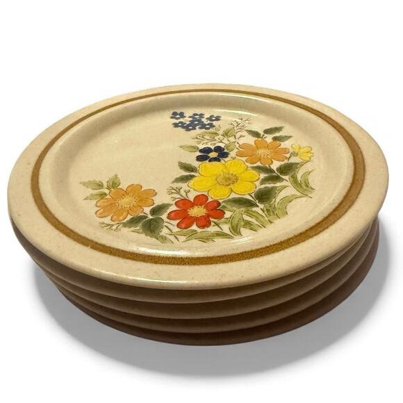 Mikasa Stone Village Tropicana KB104 7” Dessert Plates Set of 5 Vintage 1970s - Picture 2 of 6